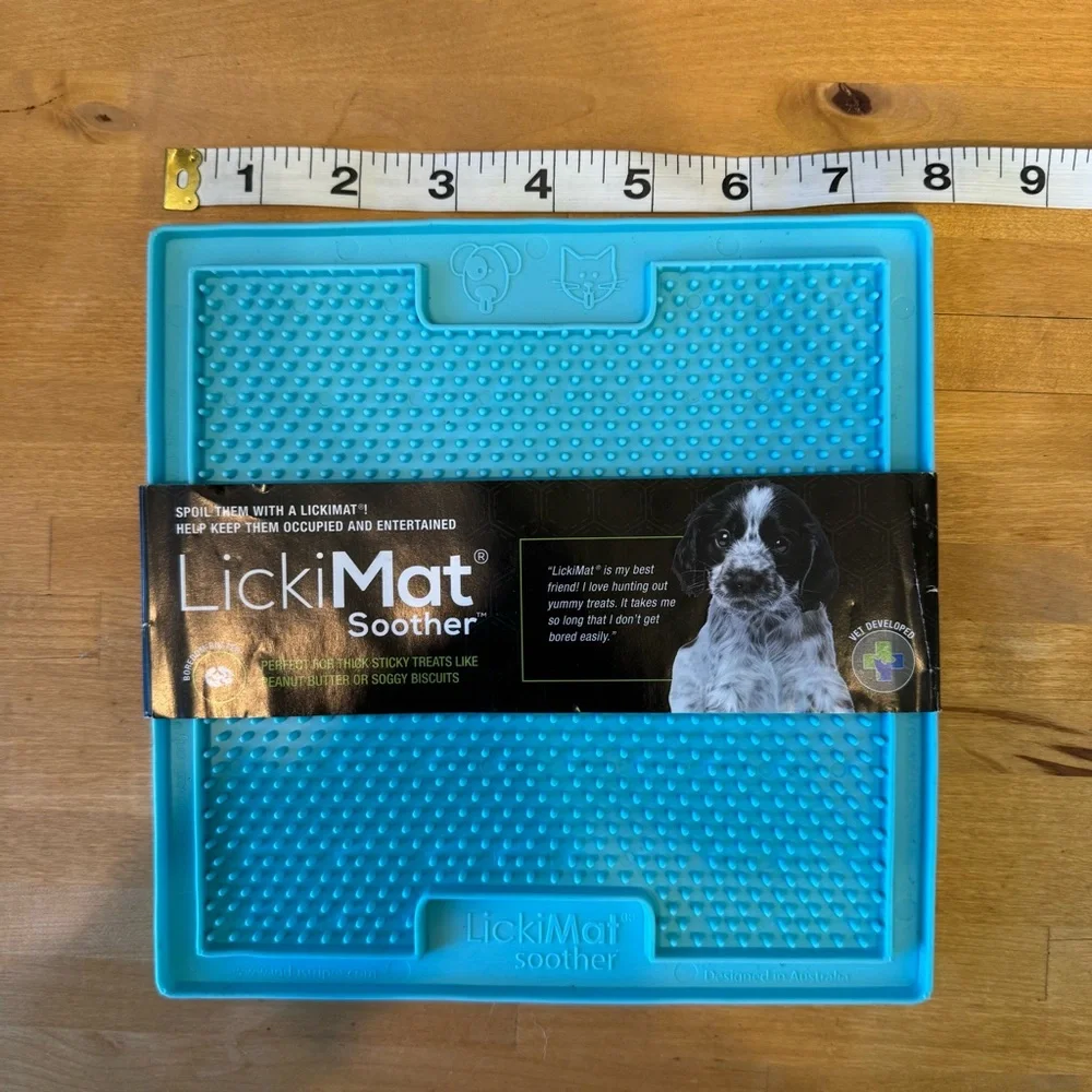 🌈 6/$60 The LickiMat Soother Turquoise Blue 8”x8” Slow Down Dog Feeder Small Dog - Picture 3 of 8